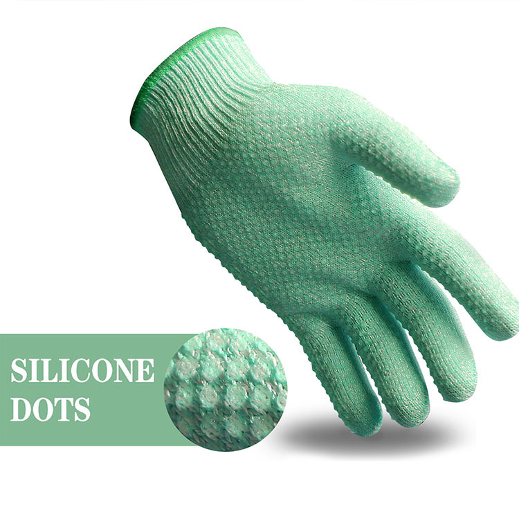 防切割手套4级防印硅胶劳动防护针织透气硅胶点