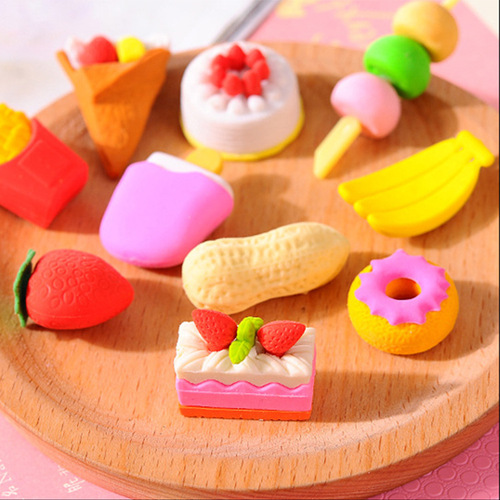 Zipper bag creative eraser fruit vegetable cake Ultraman eraser Christmas eraser stationery wholesale