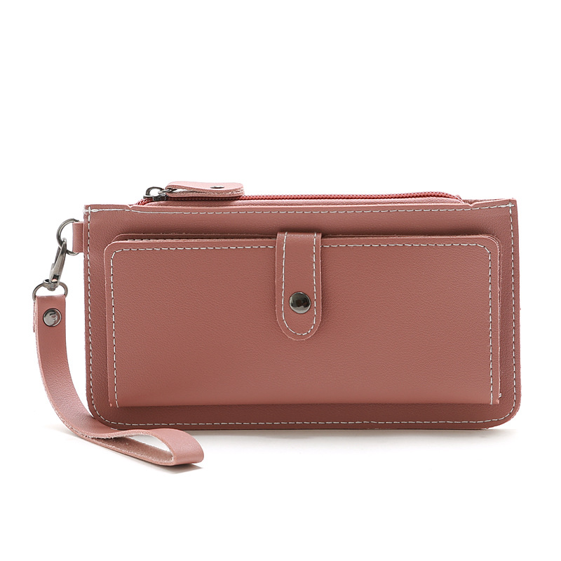 116g Weight Zipper Closure Type Business, Travel Occasion Pu Leather Material Solid Color Pattern Women'S Gender Square Shape Light Grey, Dark Grey, Rose Red, Pink, Red, Green, Blue, Gold, Black Color Fashion Multi-function Zipper Multi-card Buckle Wallet 23