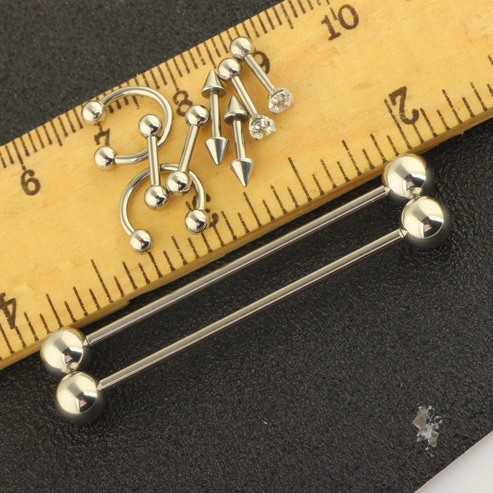10Pcs Piercing Jewelry Set Nose Ring Nose Stud Eyebrow Nail Lip Nail Long Rod Industrial Ear Studs detail image 8