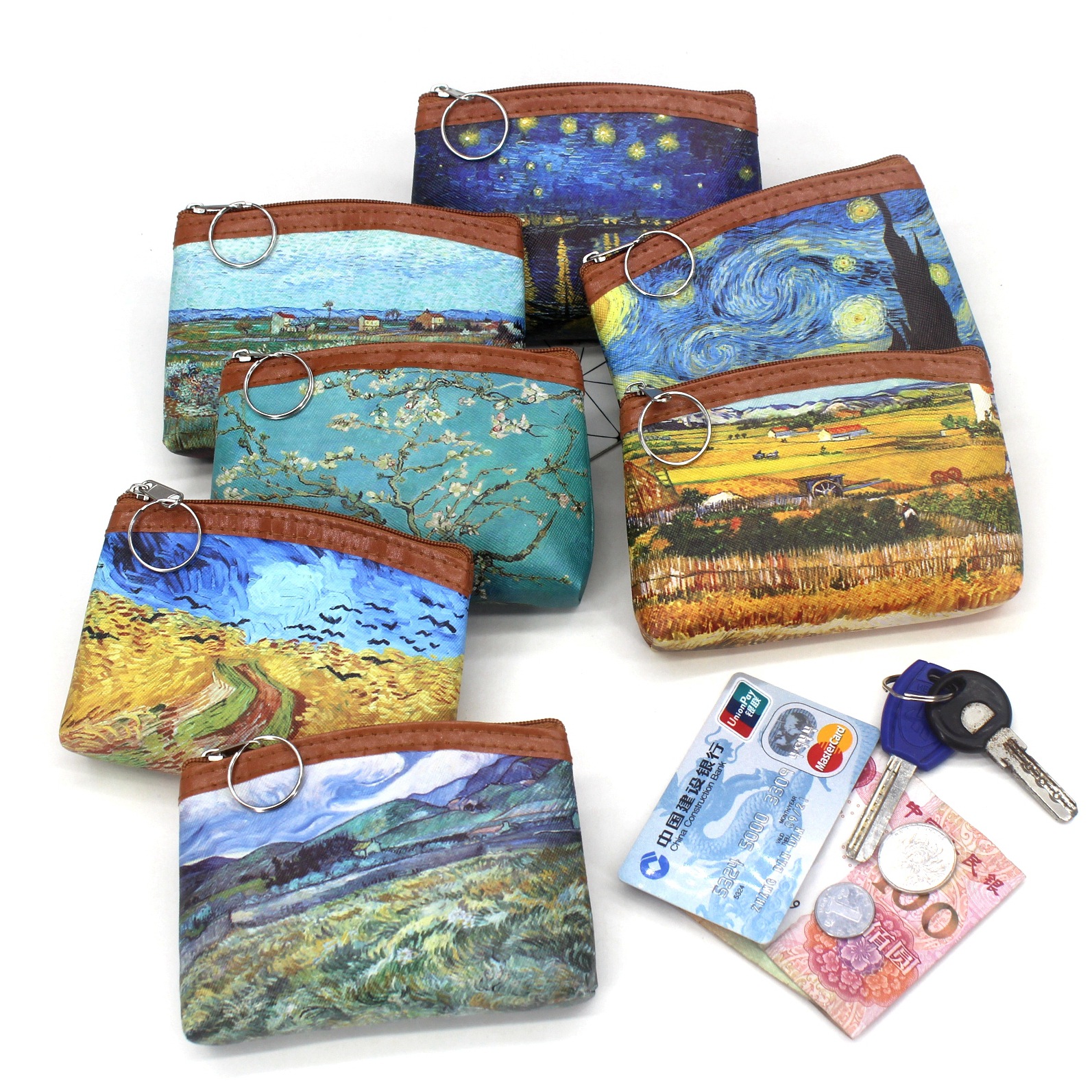 Women's Oil Painting Pu Leather Zipper Coin Purses display picture 1