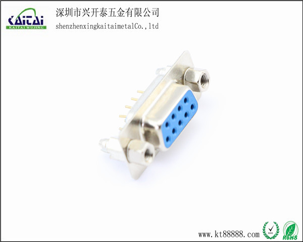 电脑连接器 D-SUB系列 DP9F 插头插板式后铆 兰胶 白胶 包装专用