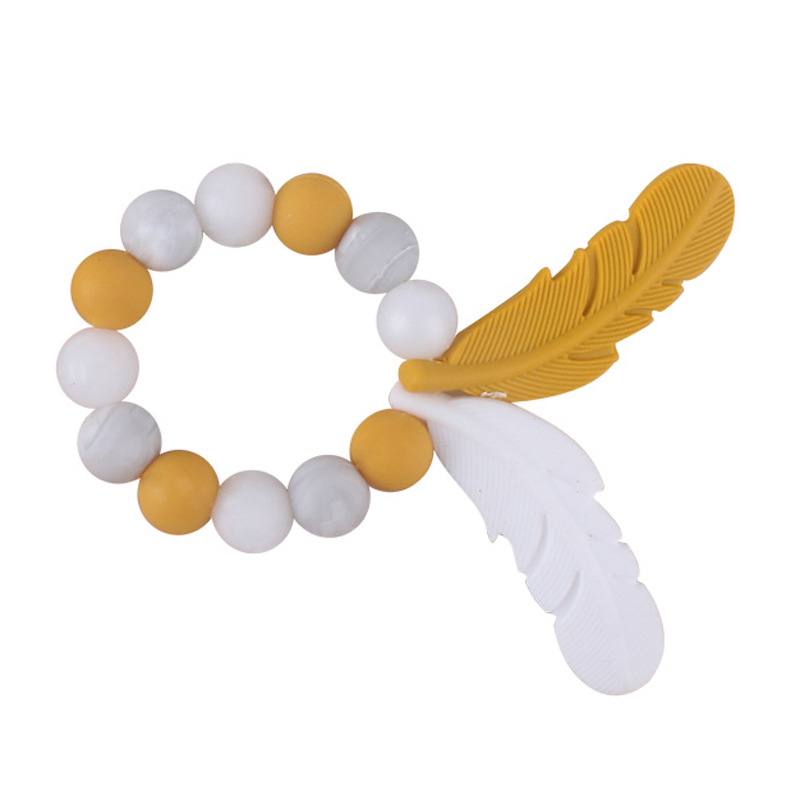 Bebé suministros silicona teether bebé pluma dibujos animados silicona juguete teether chupete Silicona