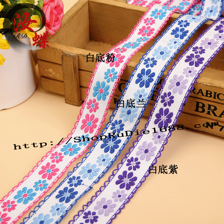 厂家直供 现货 木梭机2公分民族古装刺绣花边、电脑提花织带批发