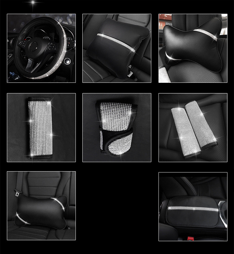 Cross-border car full diamond safety belt shoulder protective cover hand brake cover gear cover gear head car Diamond-embedded interior cover