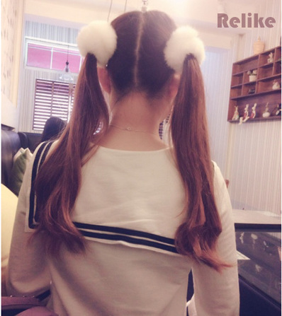Cute soft lolita cute fur hair circle artificial rabbit fur ball rubber band hair tie new winter accessories