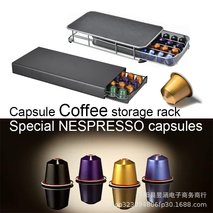 Organizador de cápsulas Nespresso tipo cajón, capacidad para 40 cápsulas, estructura resistente y compacta