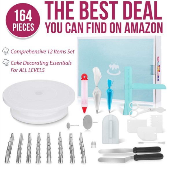 164-piece set cake turntable set with cushion turntable decorating tip cake decorating baking tools