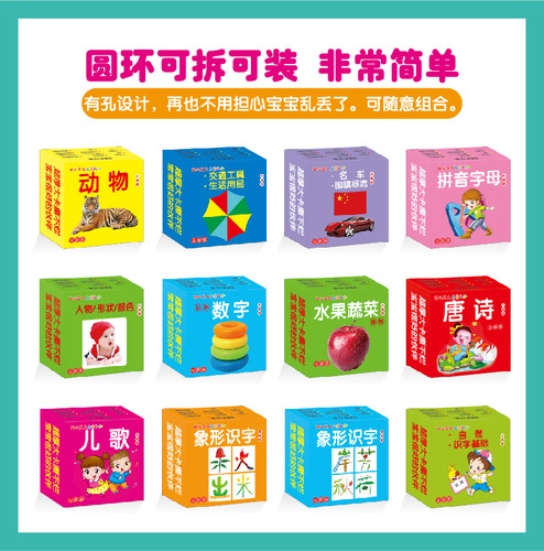 Enlightenment 0123 Years Old Cognitive Kindergarten Preschool Waterproof Baby Literacy Cards Tear-Resistant