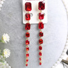 Crystal earings, extra-long earrings, fashionable chain, accessory, European style, wholesale