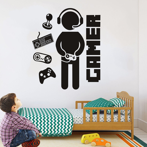 昆尚跨境新款GAMS游戏手柄乙烯基精雕墙贴卧室儿童房装饰画 KS476