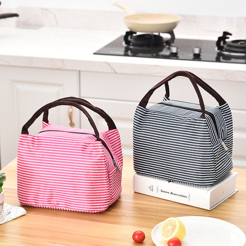 Oxford cloth insulated lunch bag, portable grid bento bag, large capacity food container bag, fresh hand-held insulated bag, wholesale