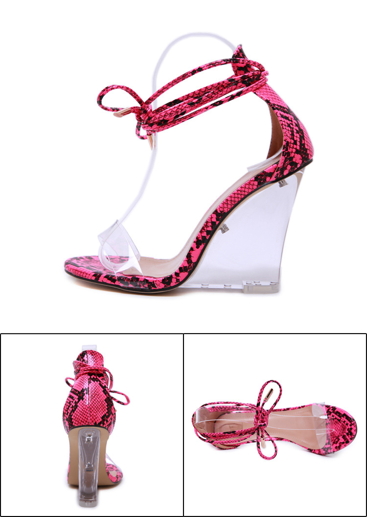 snake pattern straps high-heeled wedge sandals nihaostyles wholesale clothing NSSO82001