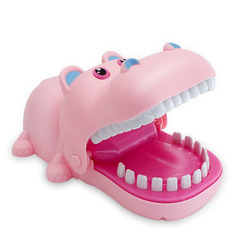 Large-bite Hand-eating Hippo Parent-child Interactive Electric Chewing Hippo Tooth Extraction Children's Prank Toy with Lights and Sound