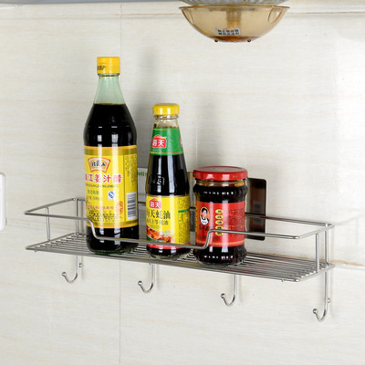 创意单层厨房调味品置物架免打孔黏胶式安装可定制贴牌欢迎询价