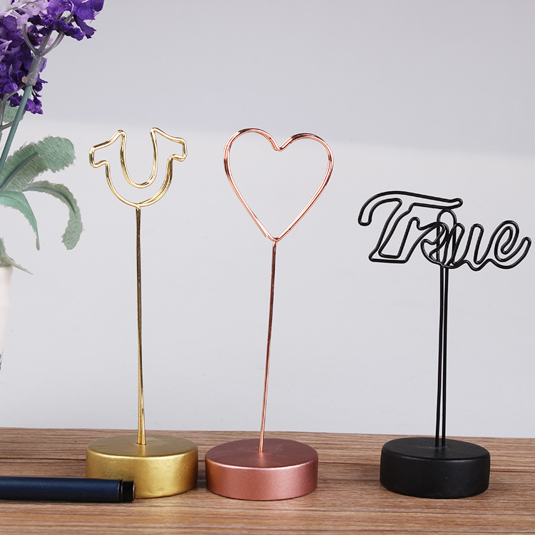 厂家定制创意金属便签夹 树脂底座名片夹 异形金属线夹可免费设计|ms