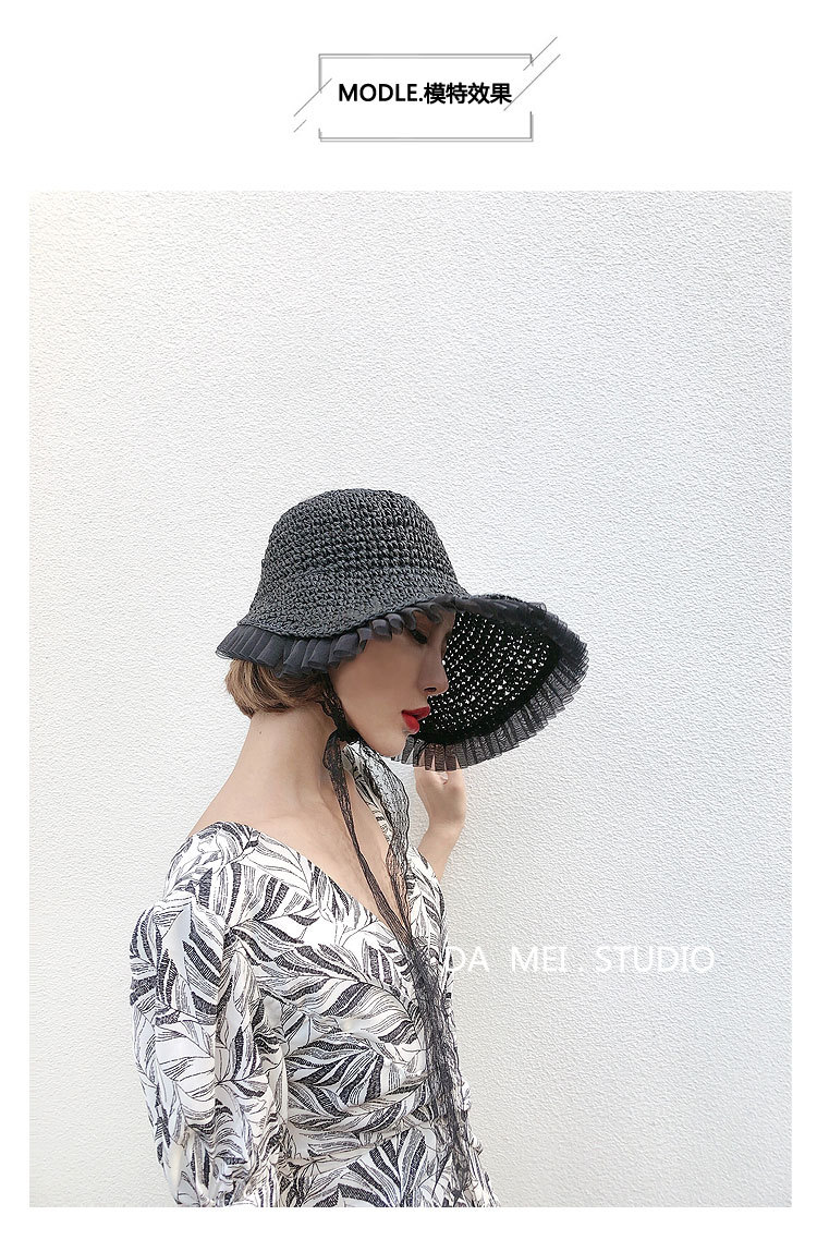 Fashion Lace Sunscreen Sunshade Empty Top Straw Hat display picture 13