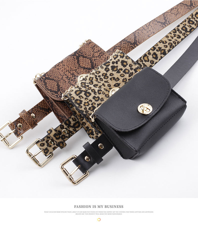 2019 Snakeskin Waist Bag Women's Casual Wear With Diagonal Chain Belt Belt Women Belt display picture 5