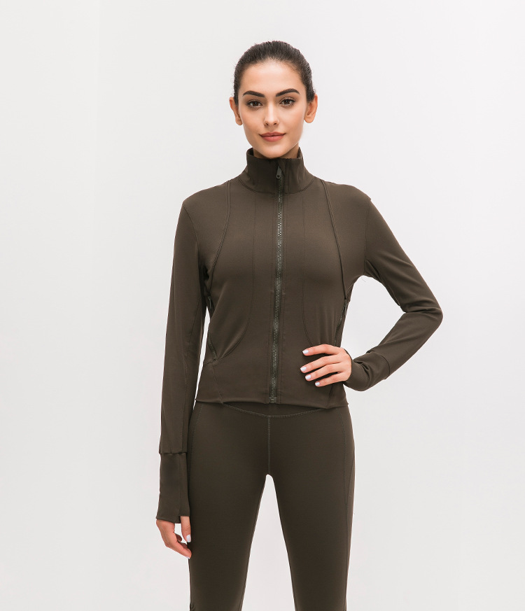 Women's standing collar sports jacket with long sleeve Yoga coat