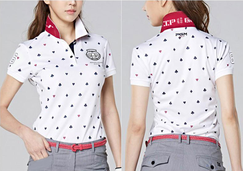 Bộ đồ golf nữ tay ngắn sọc mùa hè — YF075-màu xanh đậm, YF186 nữ sọc ngắn tay màu hồng trắng, YF186 nữ tay ngắn sọc xanh đậm trắng, YF075-màu đỏ hoa hồng chi tiết 20