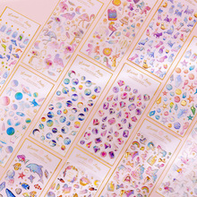 韓國創意滴膠水晶貼紙可愛少女透明立體裝飾手機貼紙手賬素材貼畫