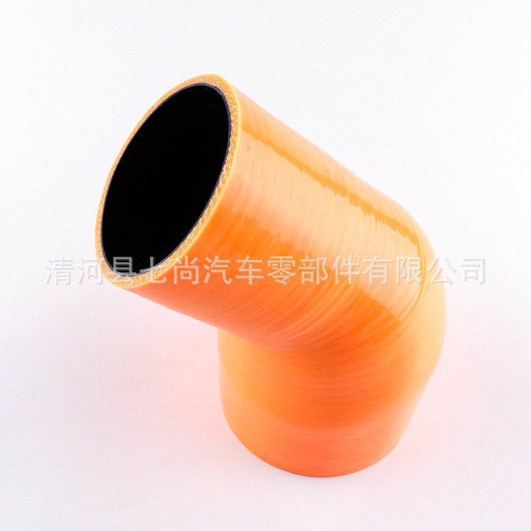 厂家直销硅胶45度变径夹布管耐高温抗高压内径70变57mm硅胶管