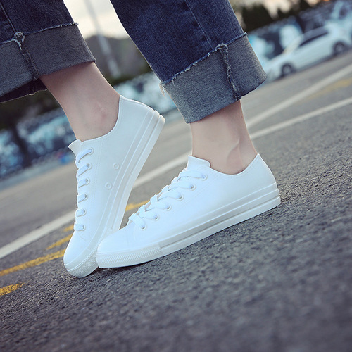 New Style Small White Shoes for Women, Low-Top Rain Boots, Casual Daily Wear, Korean Style Rain Boots, Flat Soles, Adult Rain Boots, Korean Fashion Trend