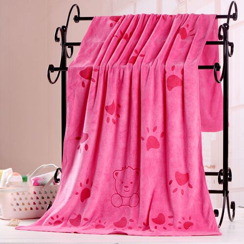 Manufacturer wholesale cartoon printed bath towel soft water absorbent thickened microfiber 70*140 bath towel custom logo