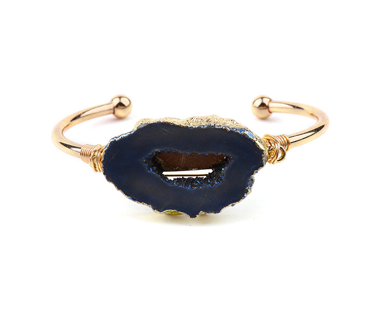Daily Occasion Simple Style Irregular Geometric Natural Stone Copper Natural Stone Agate Bangle In Bulk