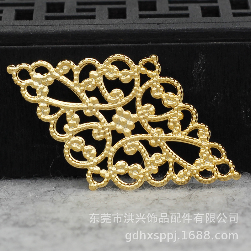 DIY24K gold hairpin copper flower piece 44 * 26mm Diamond large hair Crown flower piece handmade hair accessories A227