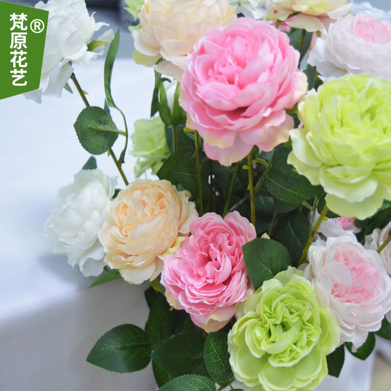 undefined3 simulation rose Bouquet of flowers Peony Artificial flower a living room decorate wholesale Manufactor Single flower arrangement Plastic flowers factoryundefined