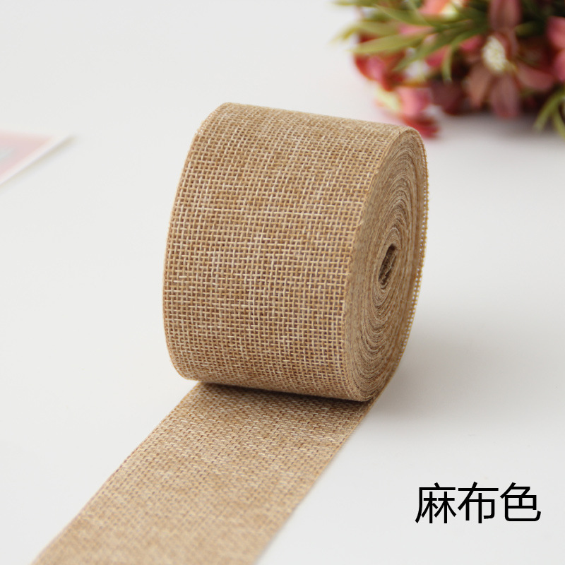 Cinta de lino de imitación DIY decoración de la boda 5CM color poliéster rollo de lino decoración del partido ventas directas de la fábrica