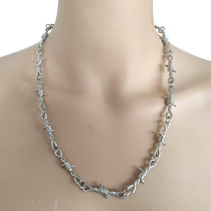 新款多用途荆棘颈链铁刺链条项圈朋克荆棘项链厂家直销