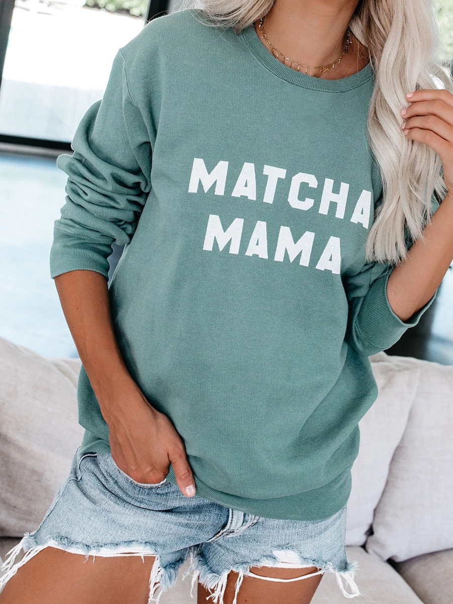 hot-selling autumn and winter new tops women's round neck letter pullover sweater NSAL2867