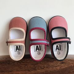 Spring new Korean girls soft-soled grandma shoes kindergarten indoor square mouth baby canvas shoes 1-7 years old