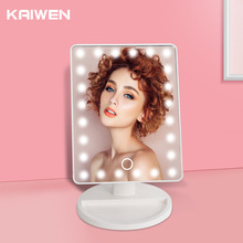 厂家凯文24灯底座台镜10X放大智能感应USB调光带灯台式LED化妆镜