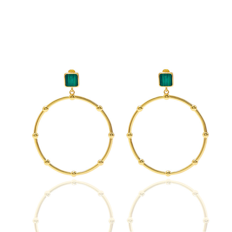 Brand geometric bamboo design earrings malachite