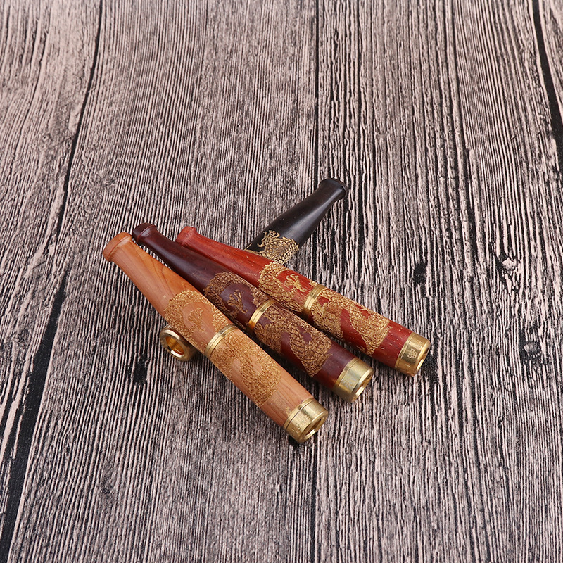 Cigarette Holder with Dragon Double Filter, Wooden Gift Cigarette Accessories, Hand-polished Eco-friendly Cigarette Tip, Wholesale