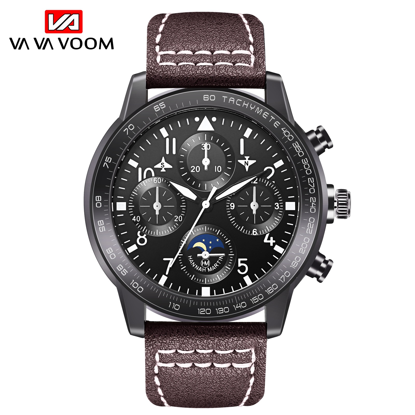 Men's pilot sports multifunctional waterproof watch for measuring wind speed, fashion watch, belt watch_voghion.com