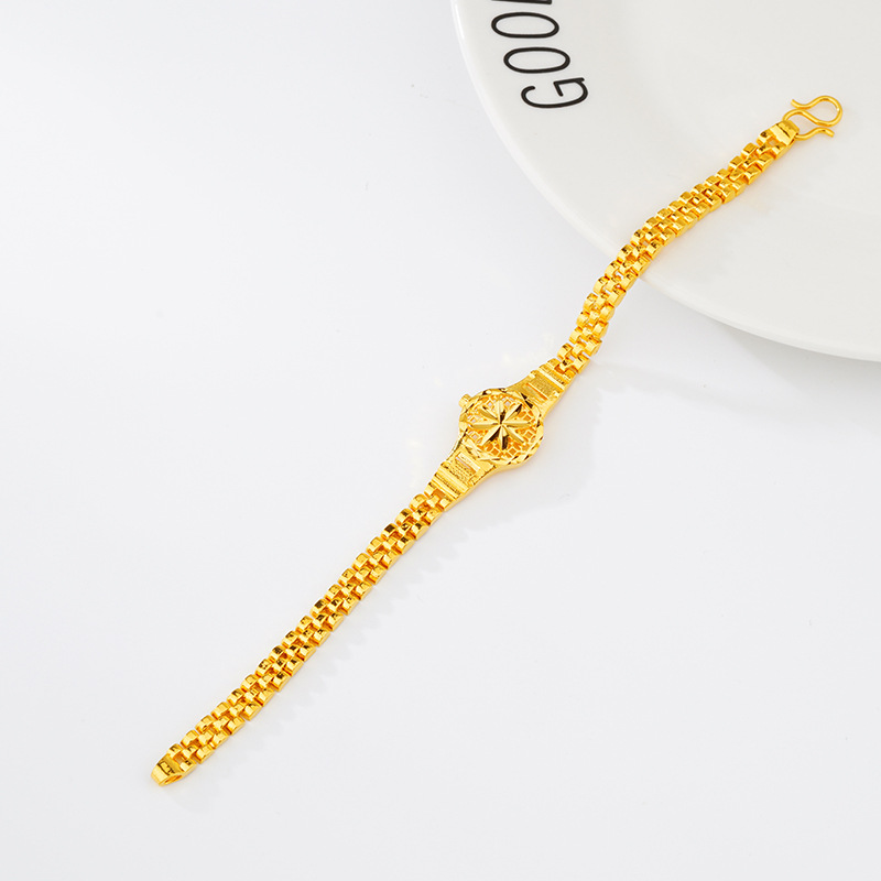 Nuevo Vietnam oro girasol reloj cadena Latón chapado 24K oro joyería para un largo tiempo no se desvanece pulsera de las mujeres