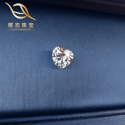 晖志珠宝 工厂直销 优质D色心形莫桑石裸石批发 定制莫桑石戒指|ms
