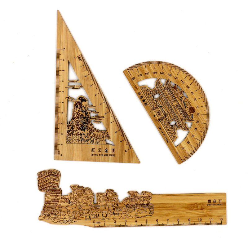 供應竹尺景區文創産品設計定制 景區印象手信尺子套裝 來圖定制