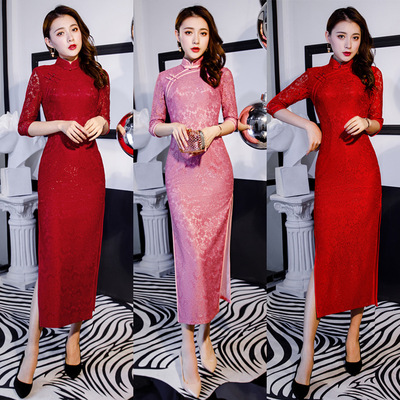 Chinese Dress cheongsam for womenSexy, high slit, retro performance, ceremonial cheongsam