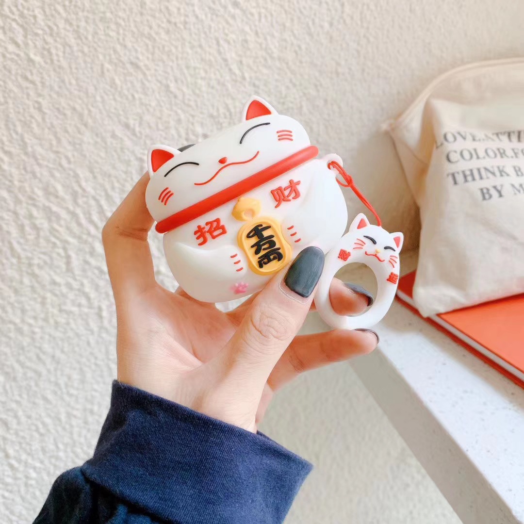 Silica Gel Material Lucky Cat For  Three Generation Wireless Headset Airpods Pro Protective Shell Creative Chinese Style Protective Cover