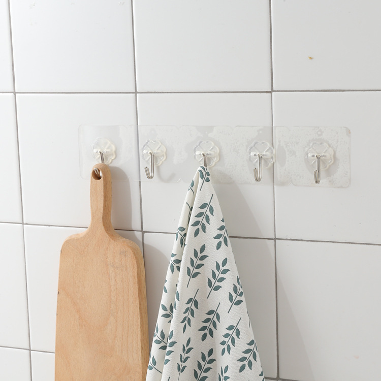 Gancho fuerte gancho adhesivo sin costuras cocina baño fila para colgar en la pared gancho transparente detrás de la puerta gancho de ropa sin clavos gancho pegajoso