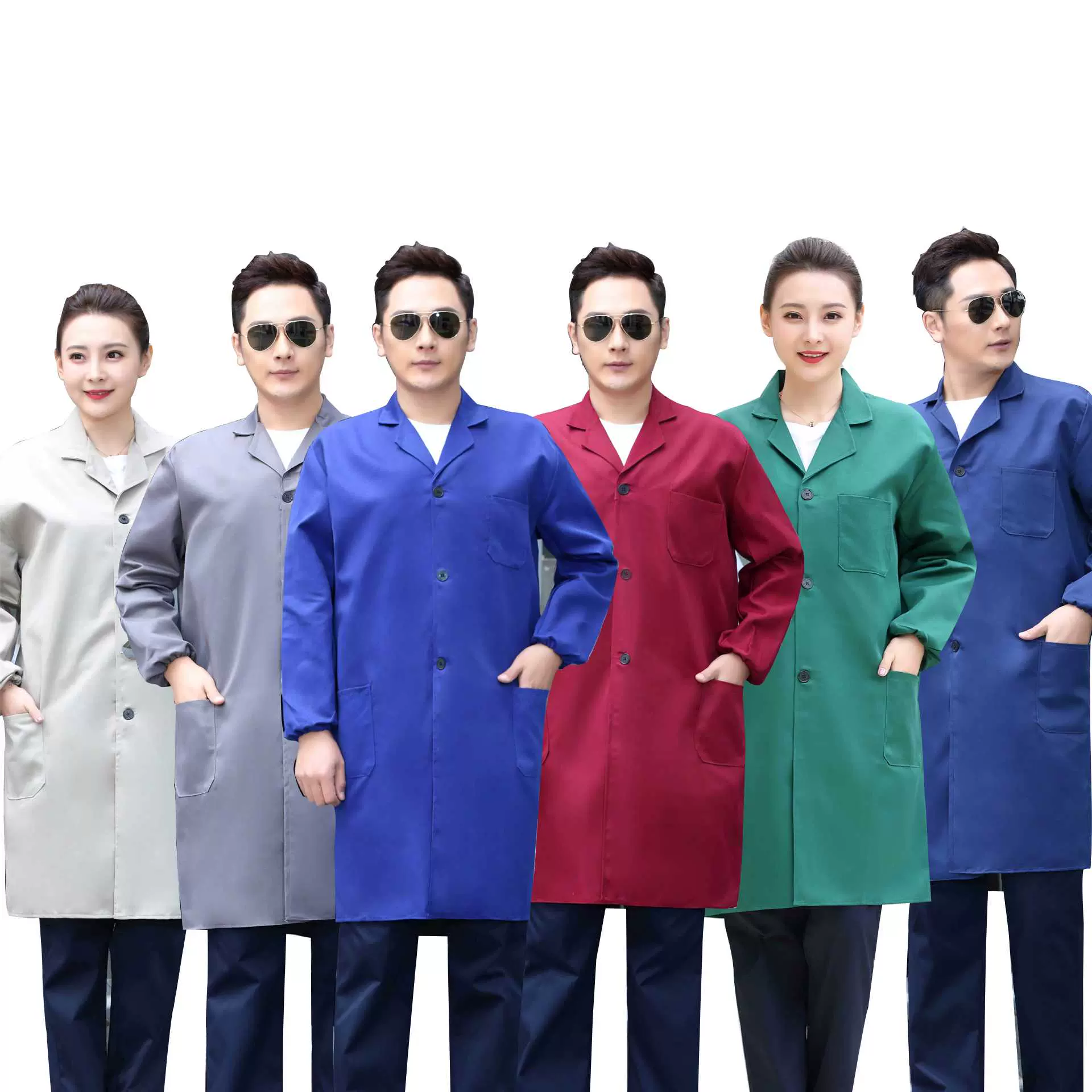 自产自销蓝大褂工作服劳保服装logo加工工作服