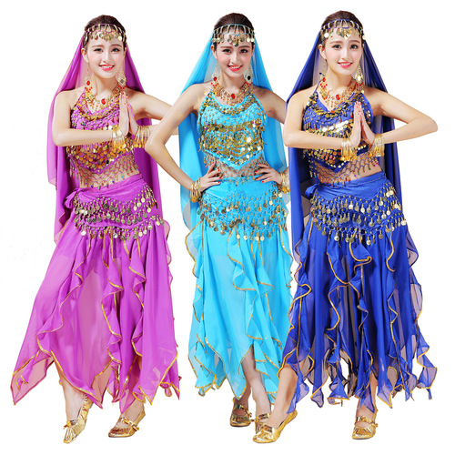 Wholesale belly dance Indian dance costumes stage costumes chili bellyband eight piece skirt costumes