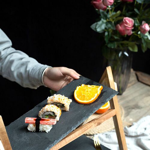 European double-layer solid wood cake stand wedding living room fruit plate Western restaurant slate dessert stand dessert cheese plate
