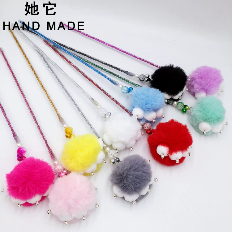 Evanity кошачья палка Медвежья Лапа белый маленький меховой мячик кошачья палка длинный шест колокольчик Фея кошачья палка игрушка для кошек