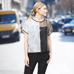 summer stitching screen perspective jacket short sleeve T-shirt